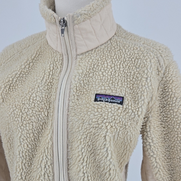 Patagonia Cream Teddy Jacket Full-Zip Stand-Up Collar - Picture 2 of 14